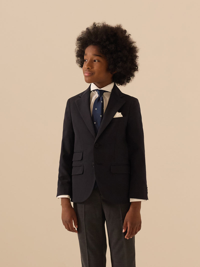 Blazer clássico liso azul-marinho para crianças