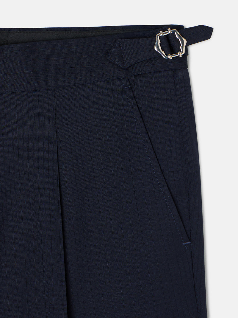 Navy blue herringbone chaque trousers