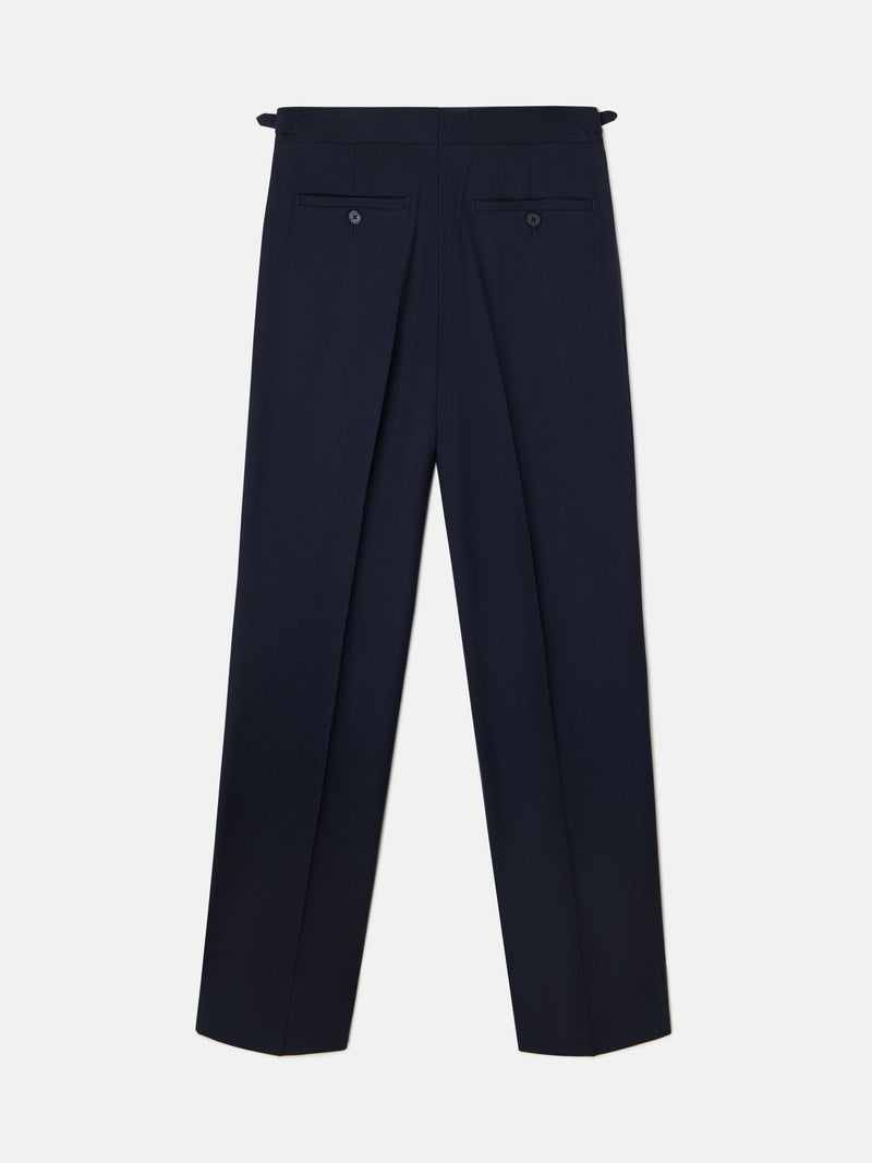 Navy blue herringbone chaque trousers