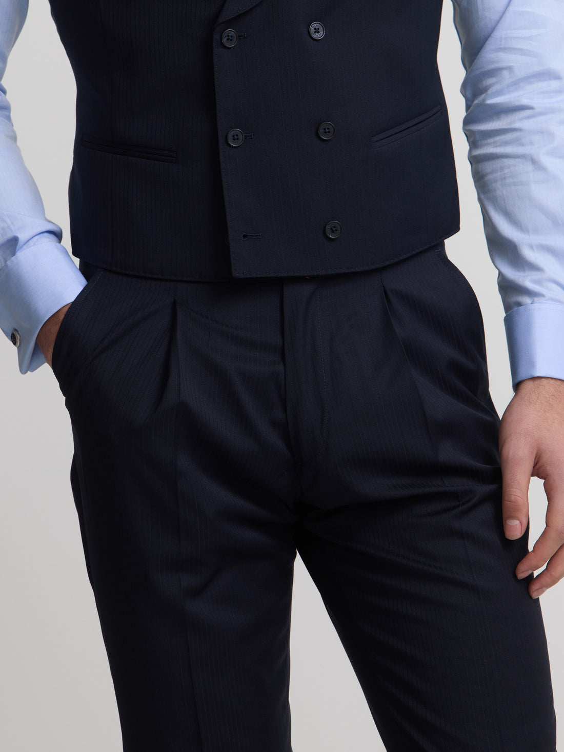 Navy blue herringbone chaque trousers
