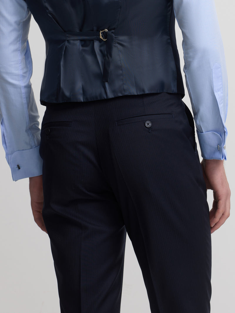 Navy blue herringbone chaque trousers