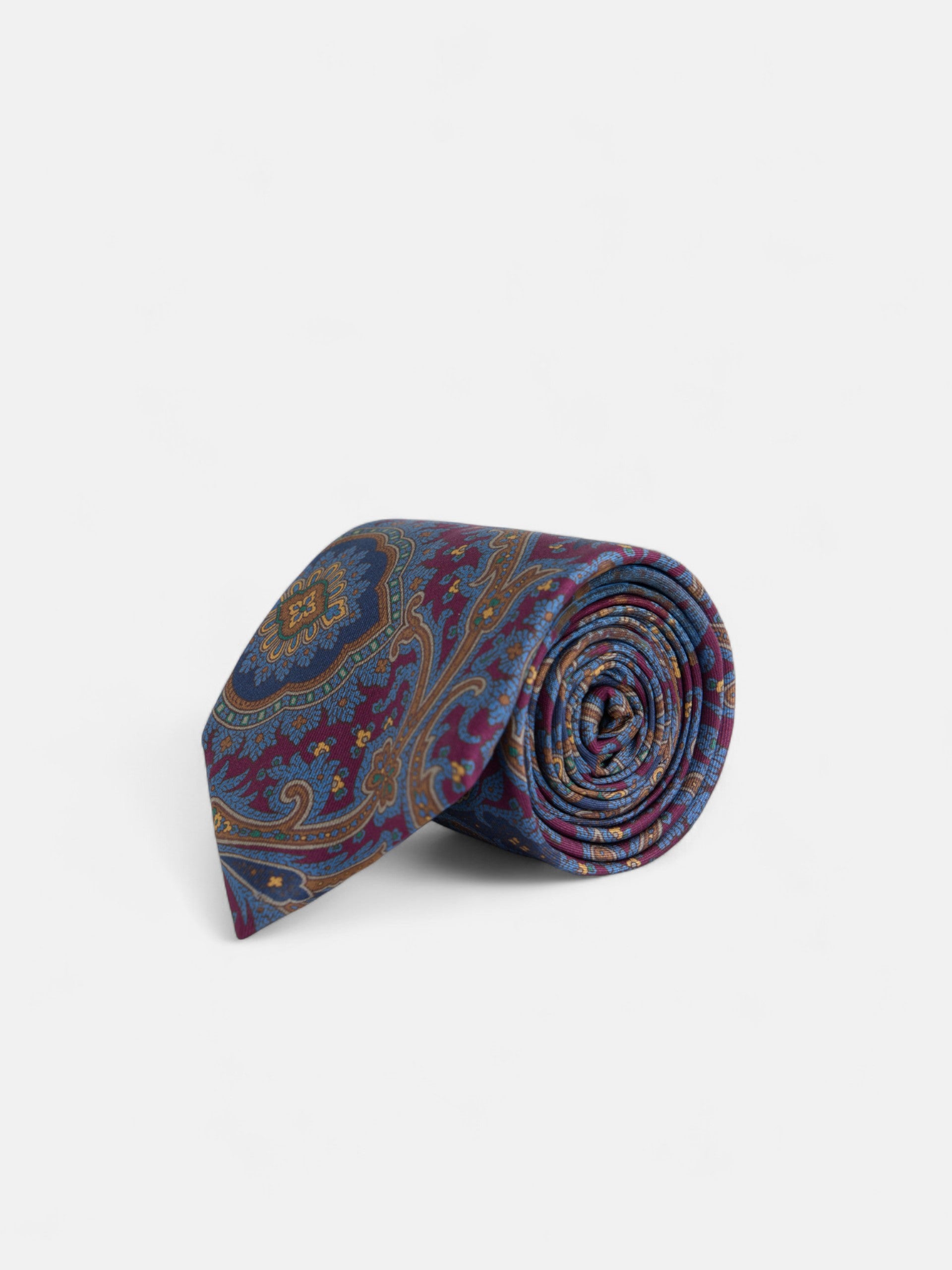 Corbata estampado acanto burdeos