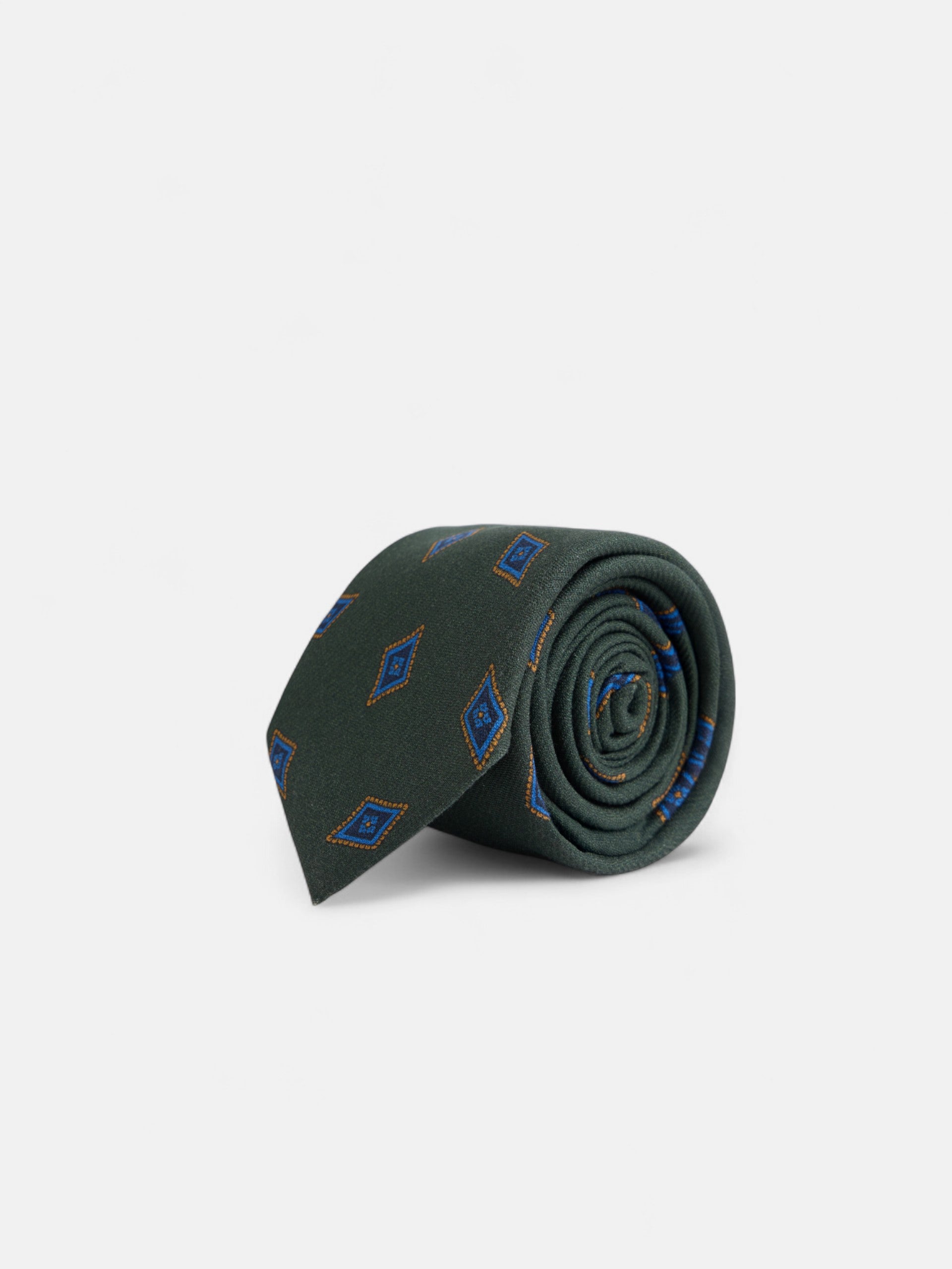 Corbata motivo rombo verde