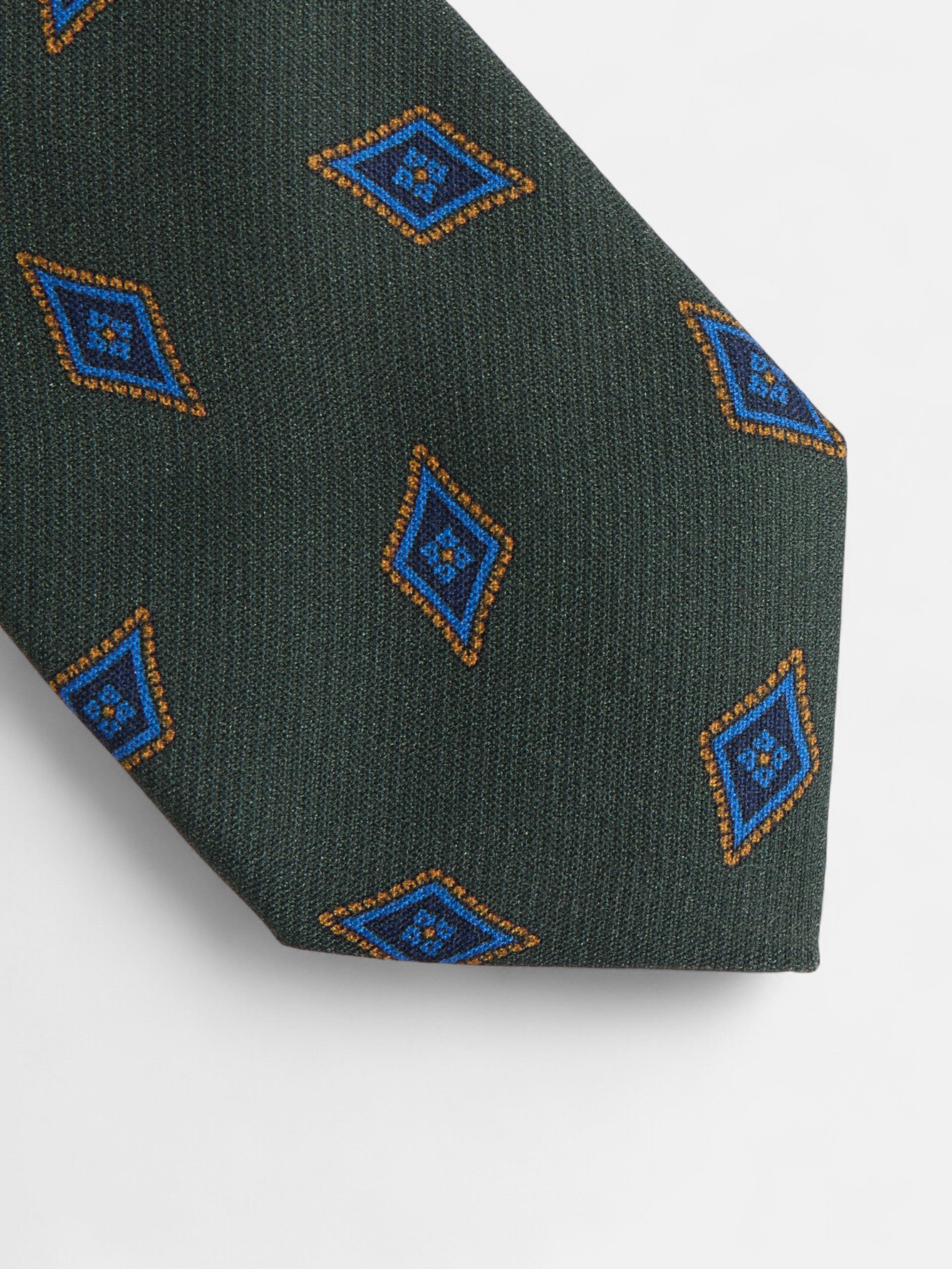 Corbata motivo rombo verde