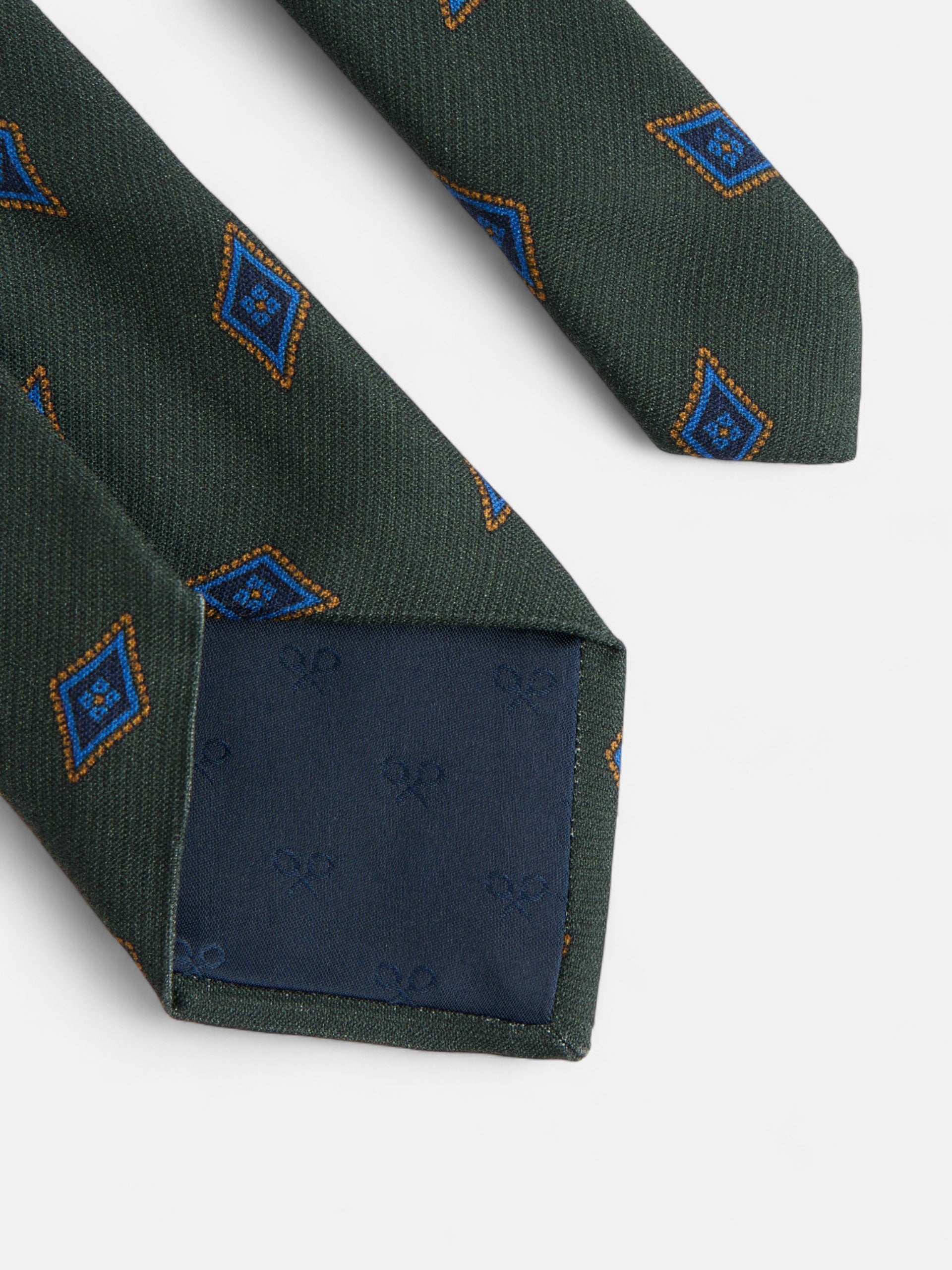 Corbata motivo rombo verde