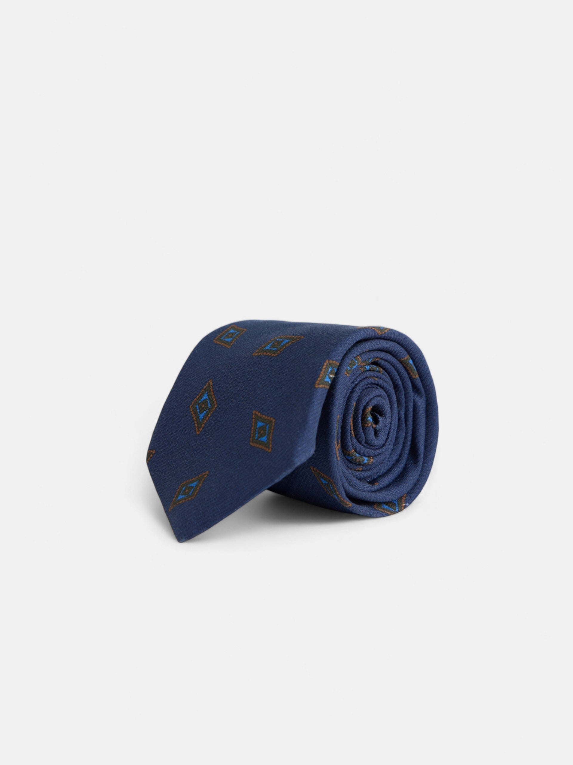 Navy blue diamond pattern tie