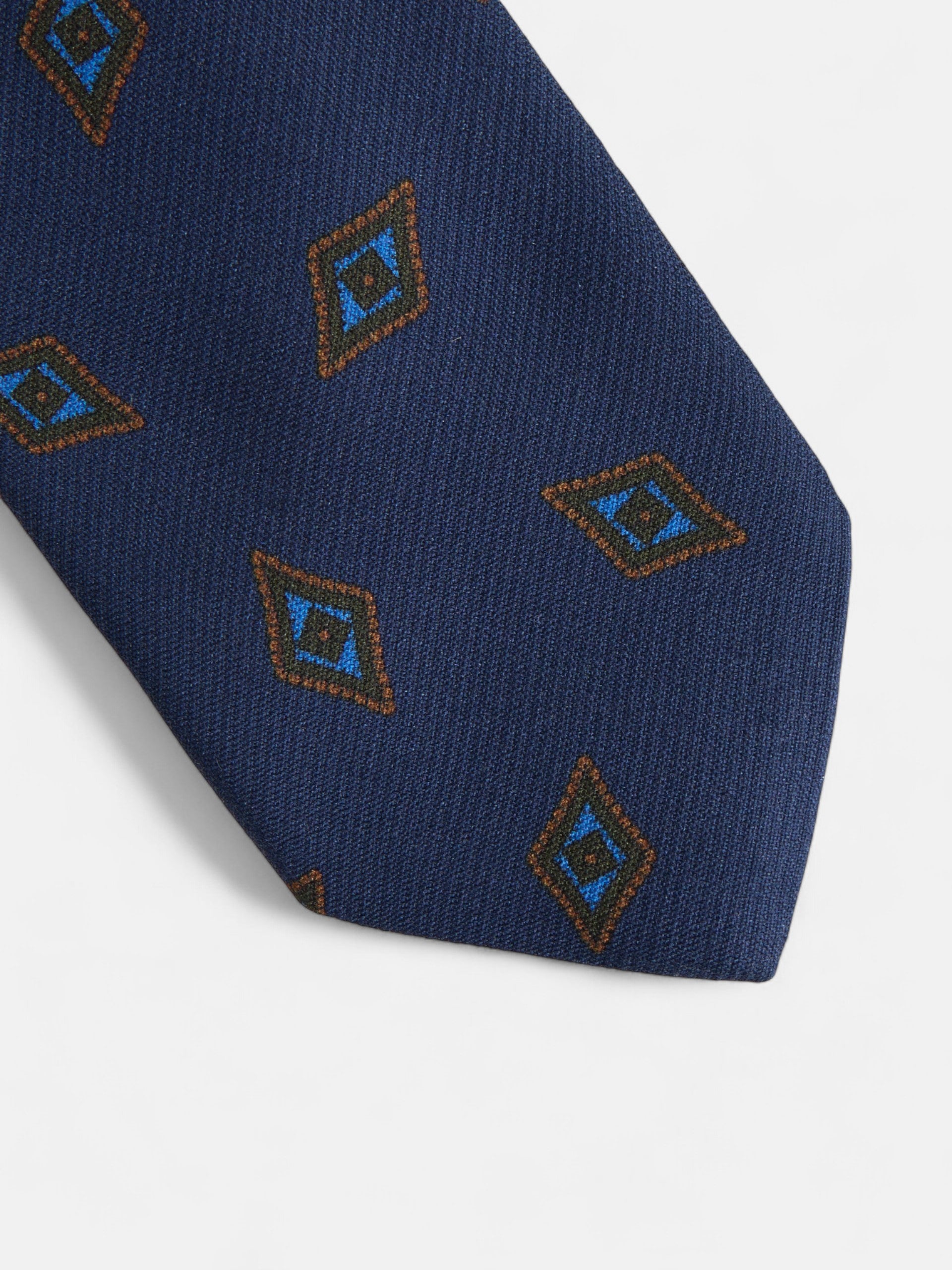 Navy blue diamond pattern tie
