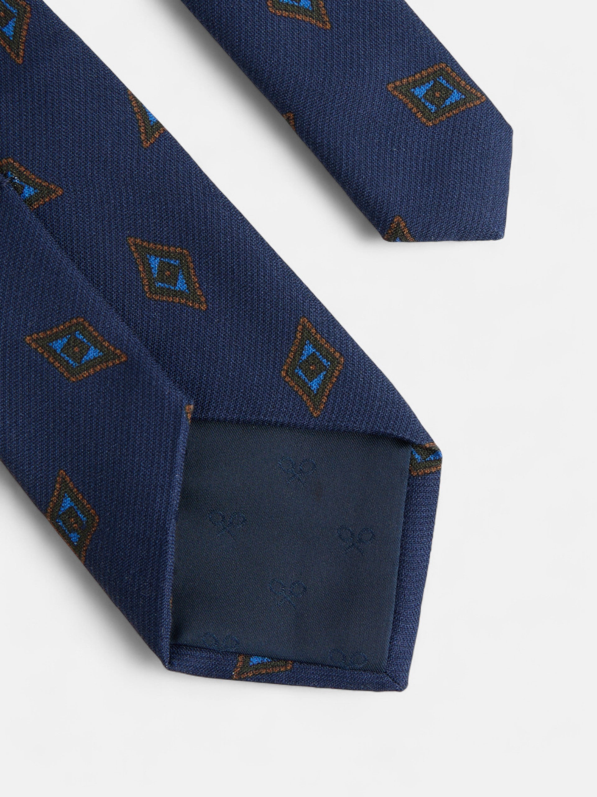 Navy blue diamond pattern tie