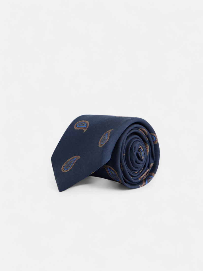 Cravate à motifs amibes bleu marine
