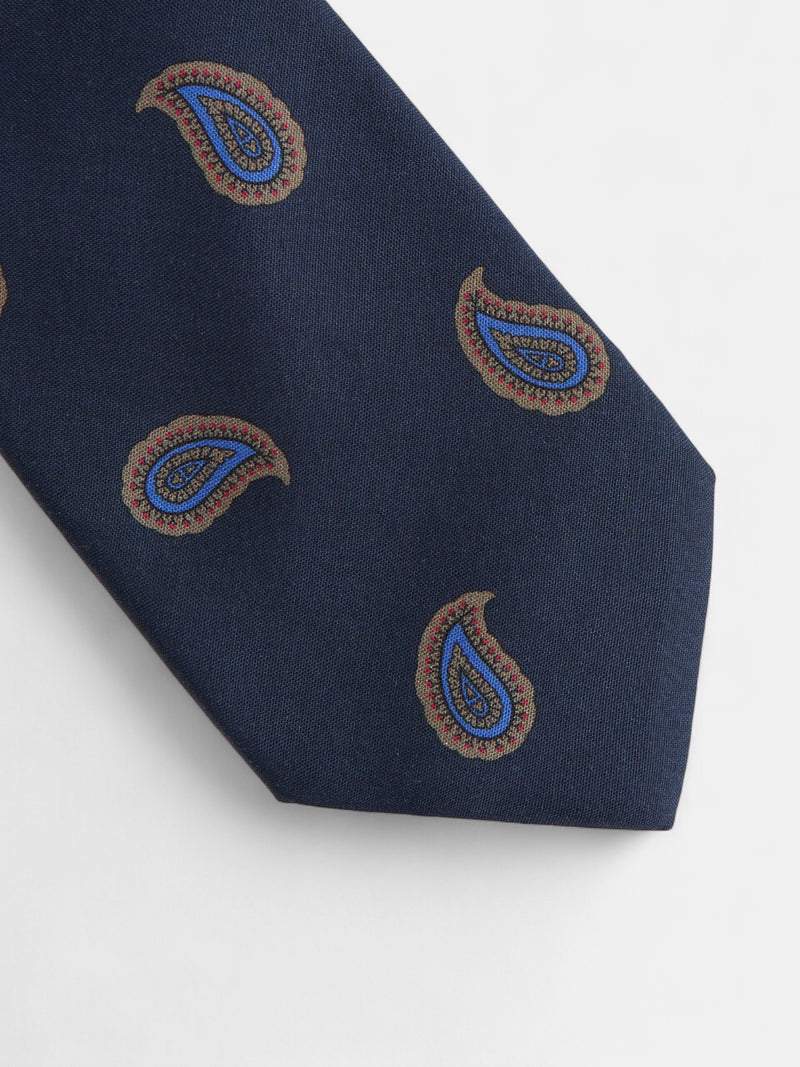 Cravate à motifs amibes bleu marine