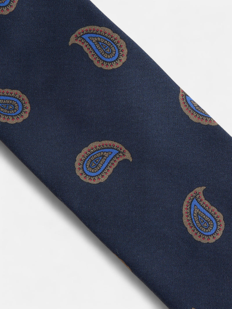 Cravate à motifs amibes bleu marine