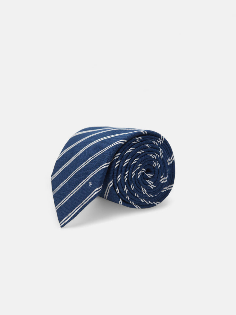 Corbata raya doble raqueta azul marino