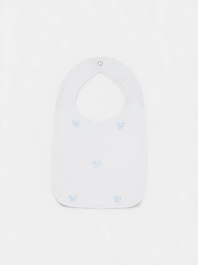 Bavoir bébé mini-raquette bleu ciel