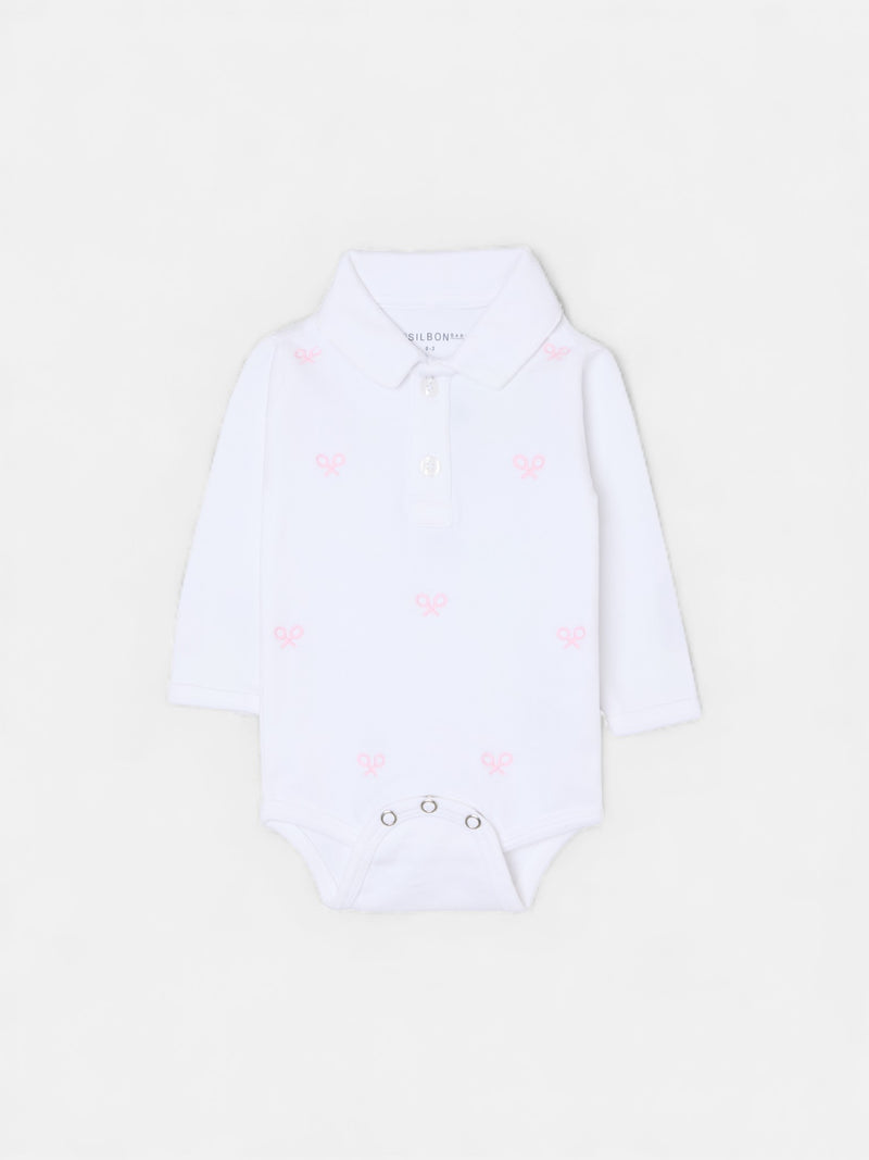 Body de bebé de manga comprida multiraquete rosa