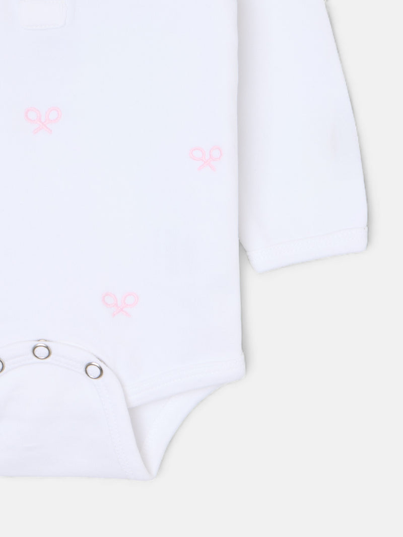 Body de bebé de manga comprida multiraquete rosa