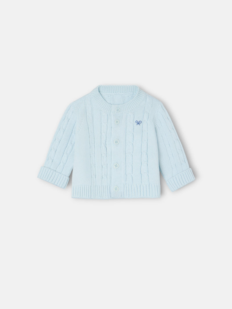 Baby Silbon light blue cable knit set