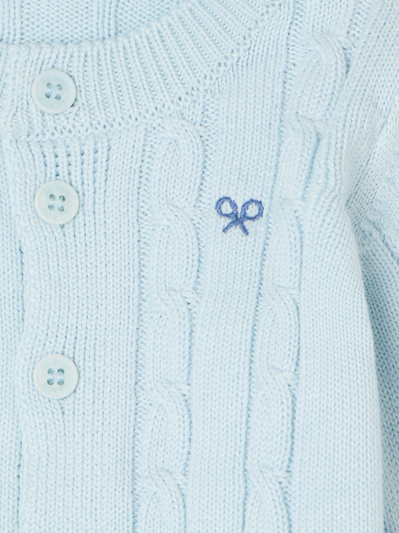 Baby Silbon light blue cable knit set