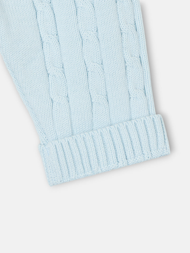 Baby Silbon light blue cable knit set