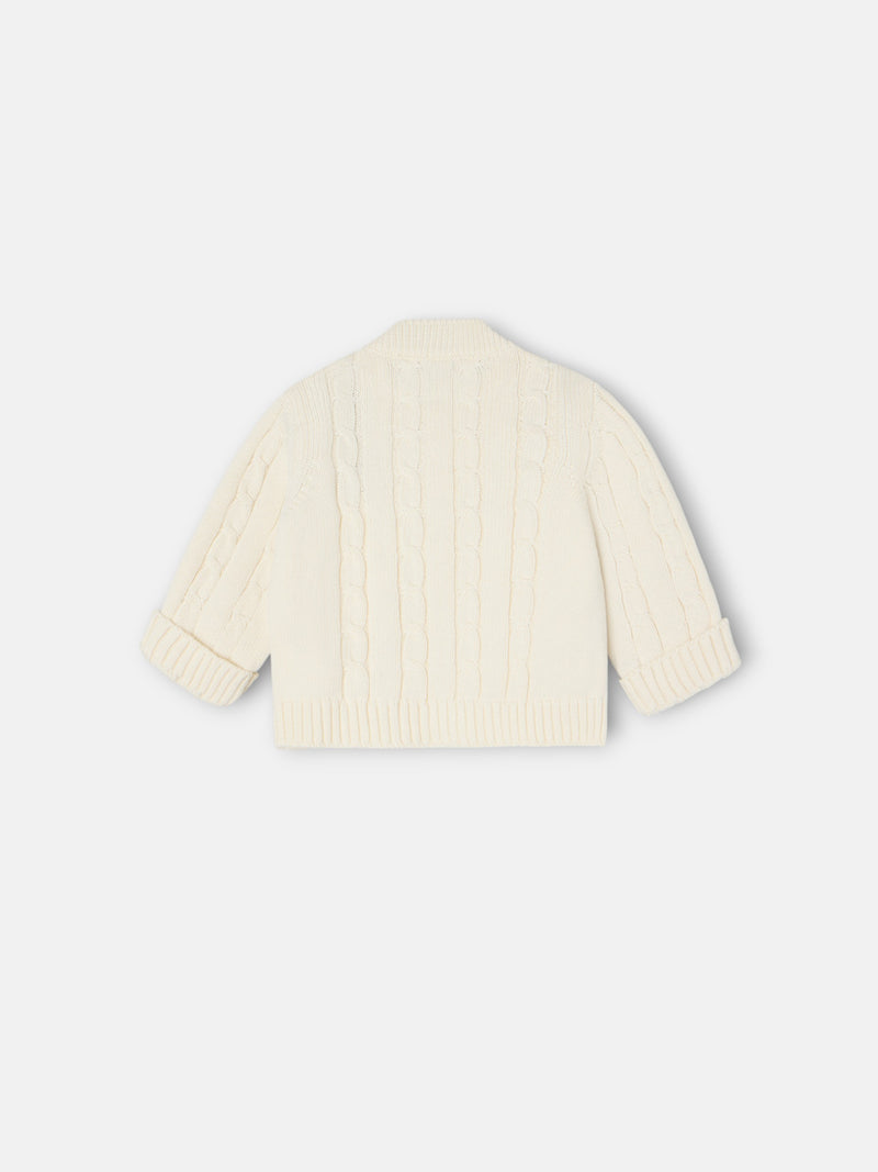 Medium beige baby Silbon cable knit set