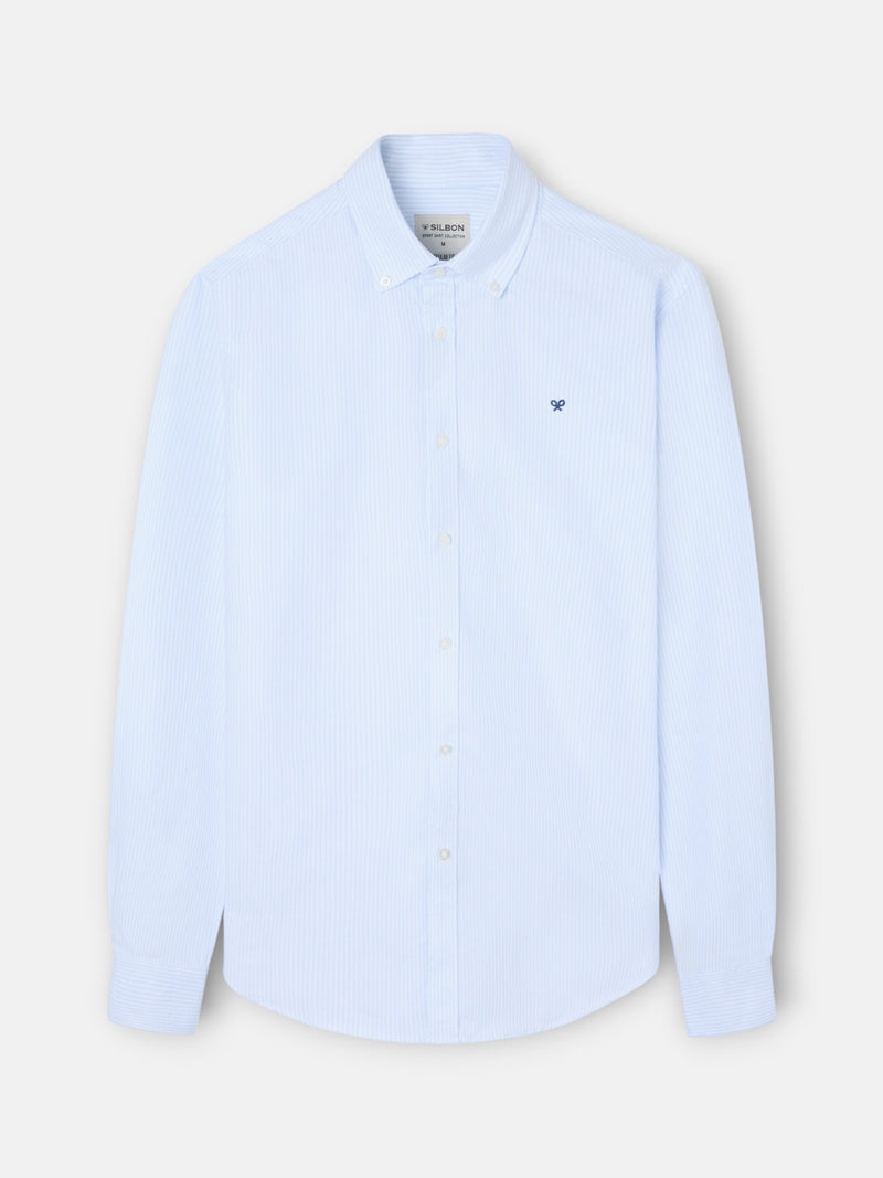 Chemise sport oxford coupe régulière rayures bleu ciel