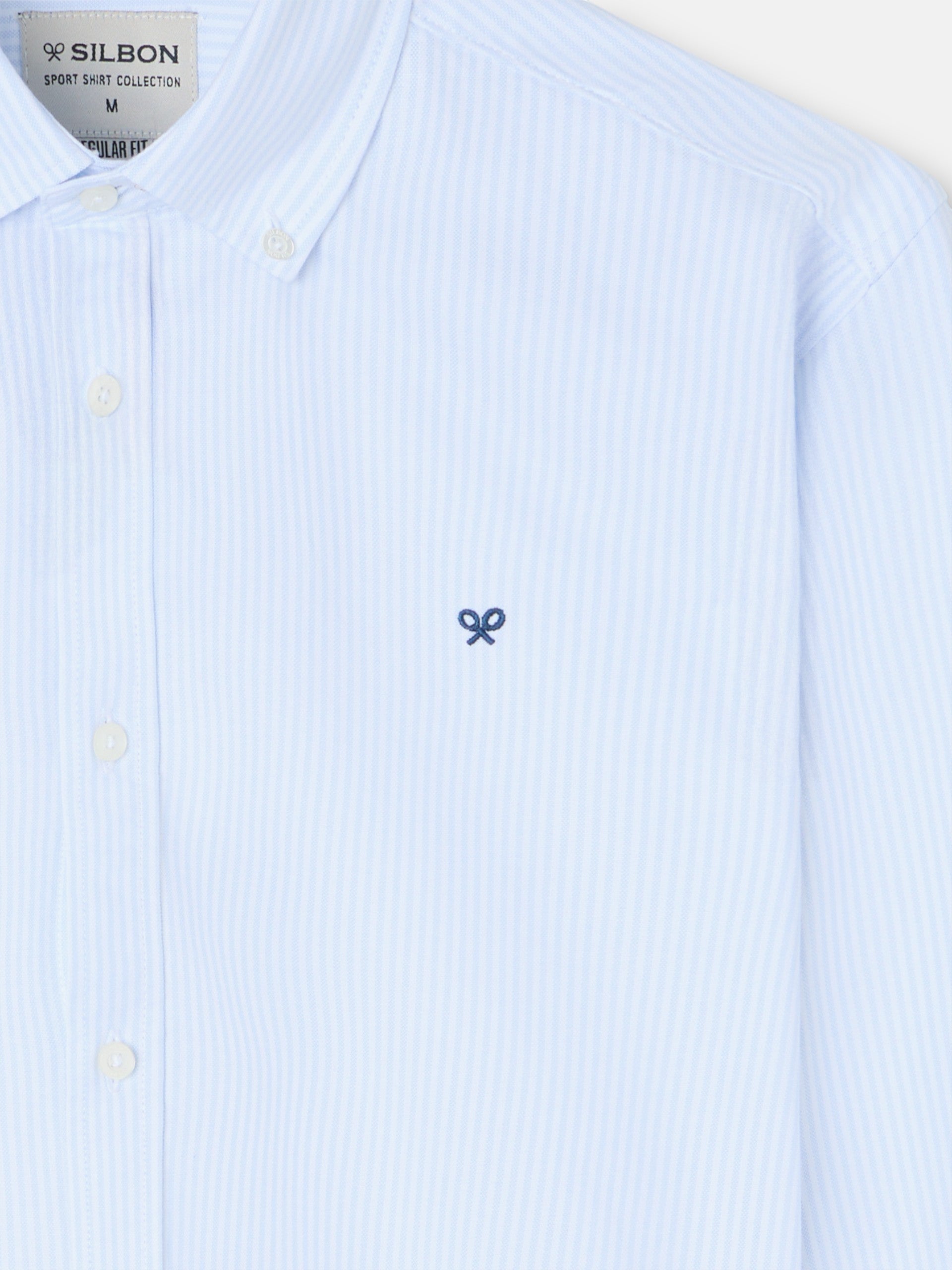 Camisa sport oxford regular fit rayas celeste