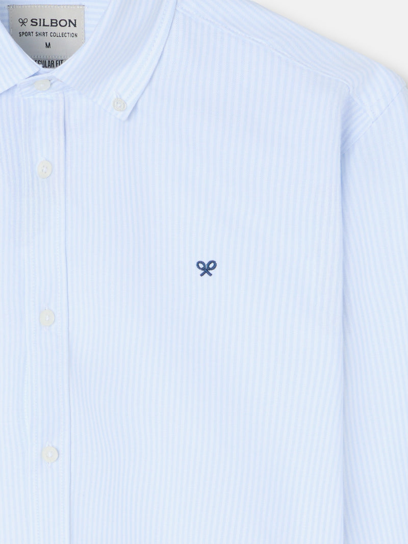 Chemise sport oxford coupe régulière rayures bleu ciel