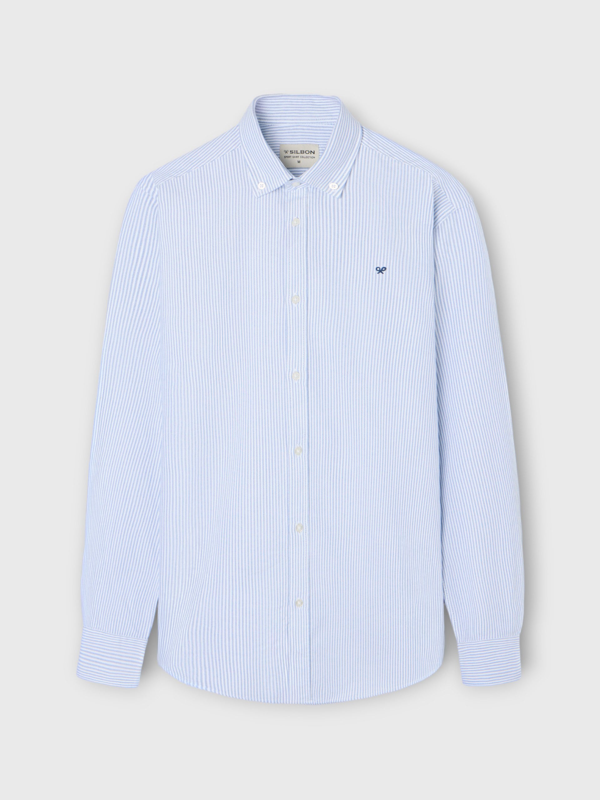 Camisa sport oxford raquetas rayas azul medio