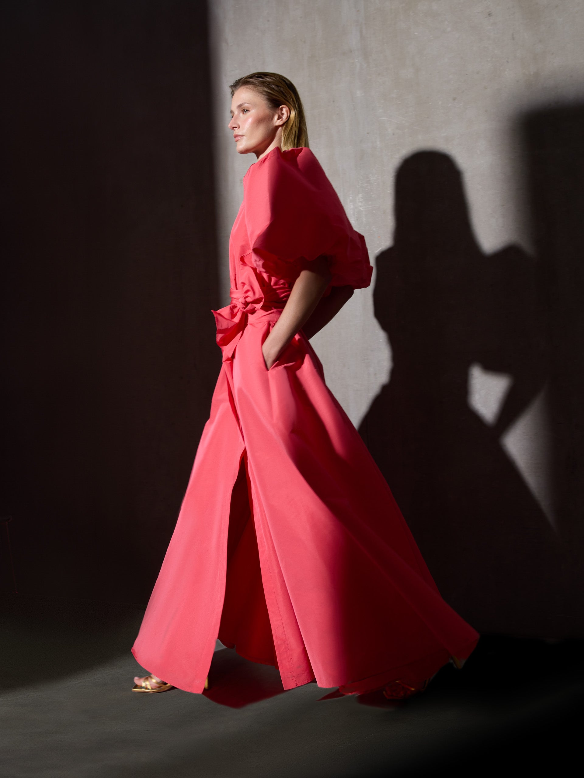 Vestido CaprileXSilbon camisa tafetá vermelho
