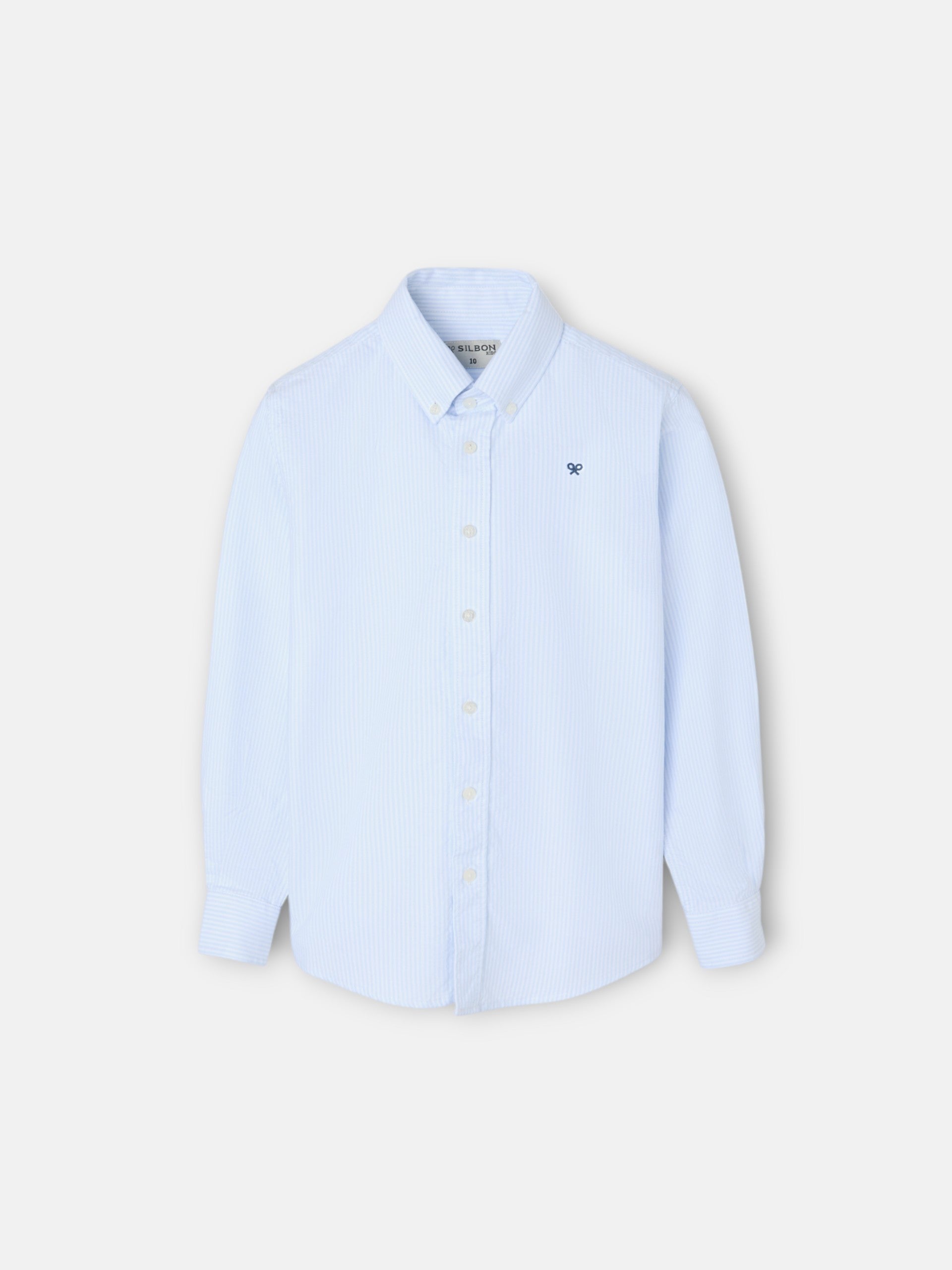Camisa sport criança oxford risca azul-claro