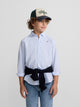 Camisa sport criança oxford risca azul-claro