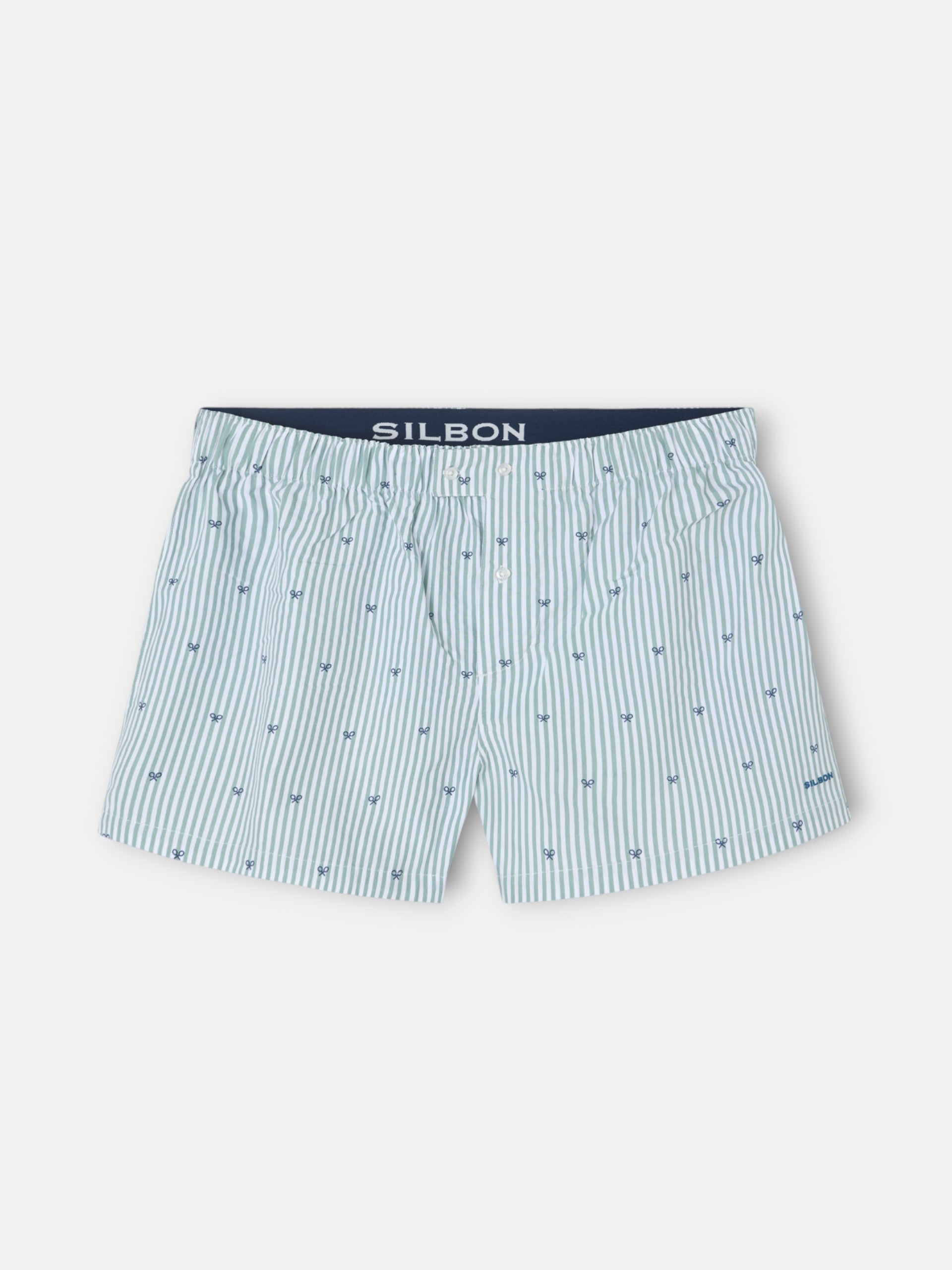 Boxer rayé raquettes vert