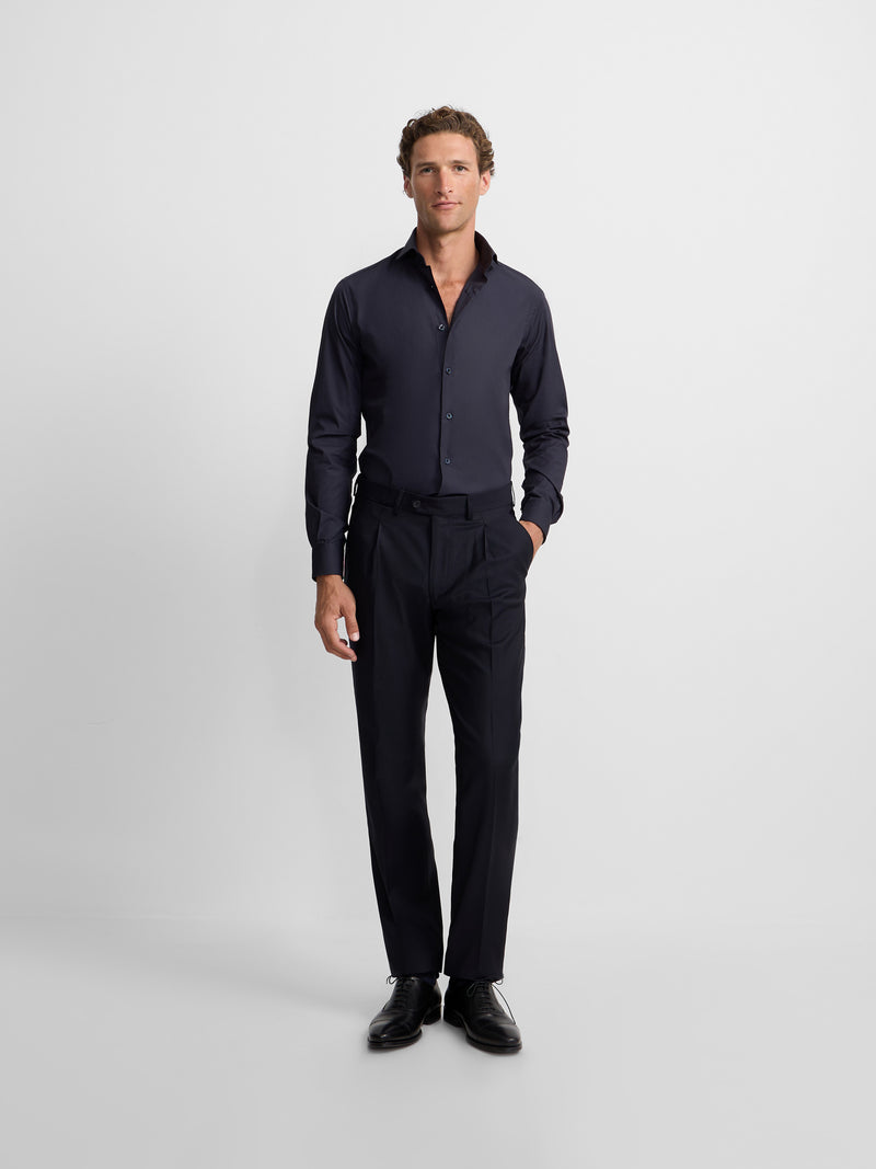 Camisa de vestir lisa azul-marinho