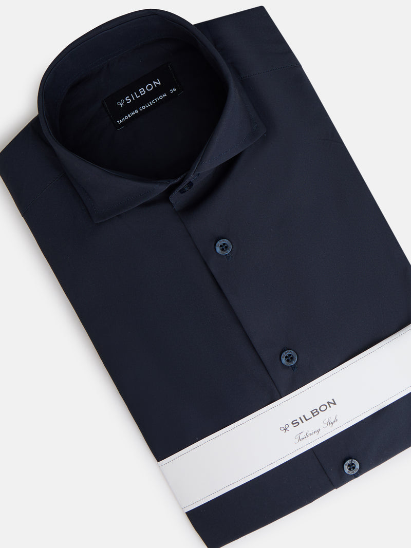 Camisa de vestir lisa azul-marinho