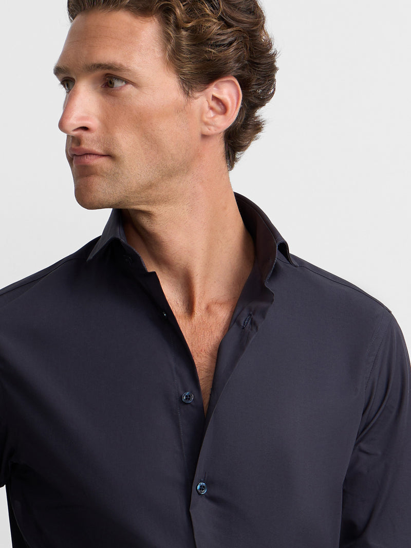 Camisa de vestir lisa azul-marinho