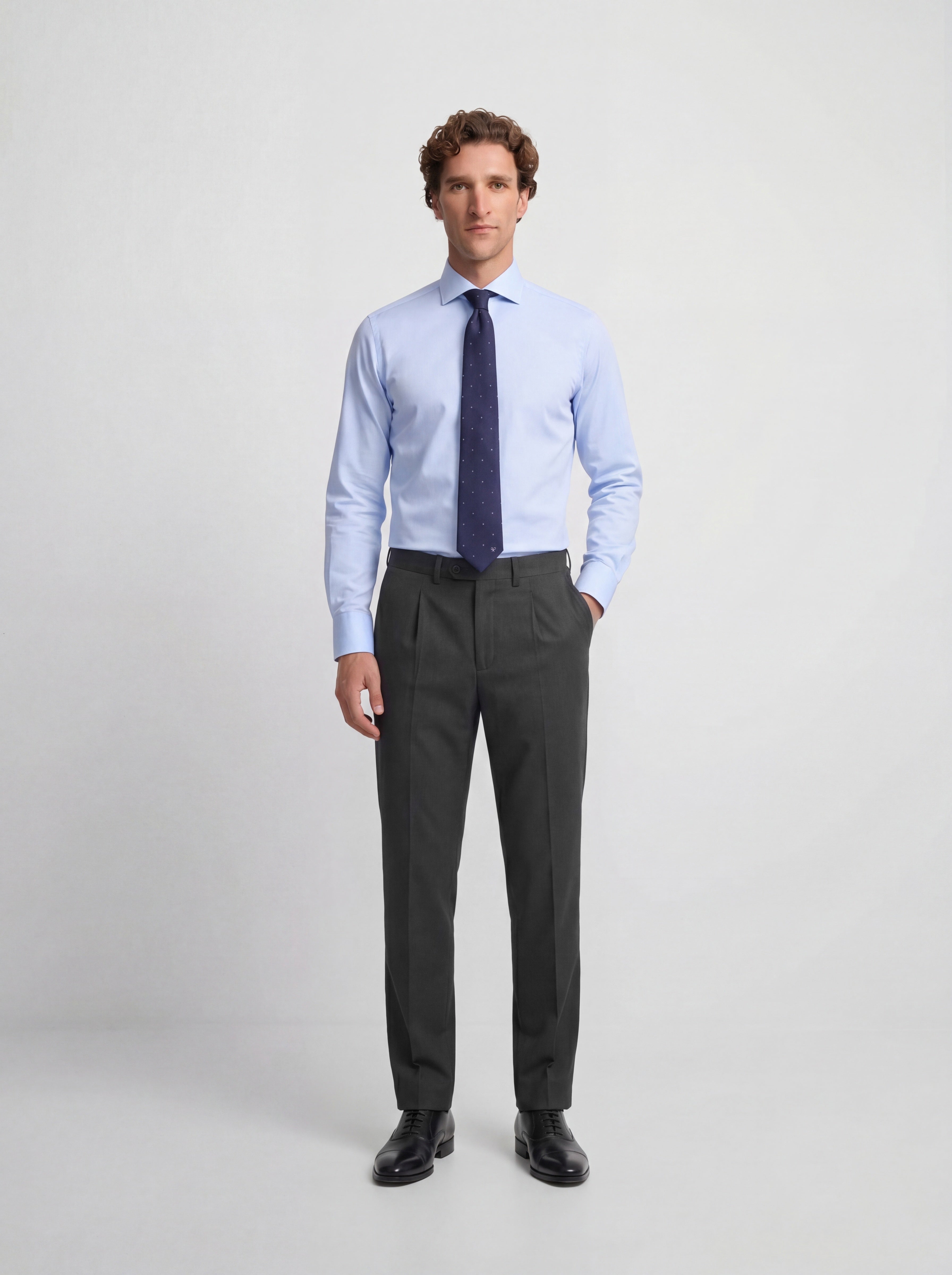 Pantalon traje cruzado stretch grey