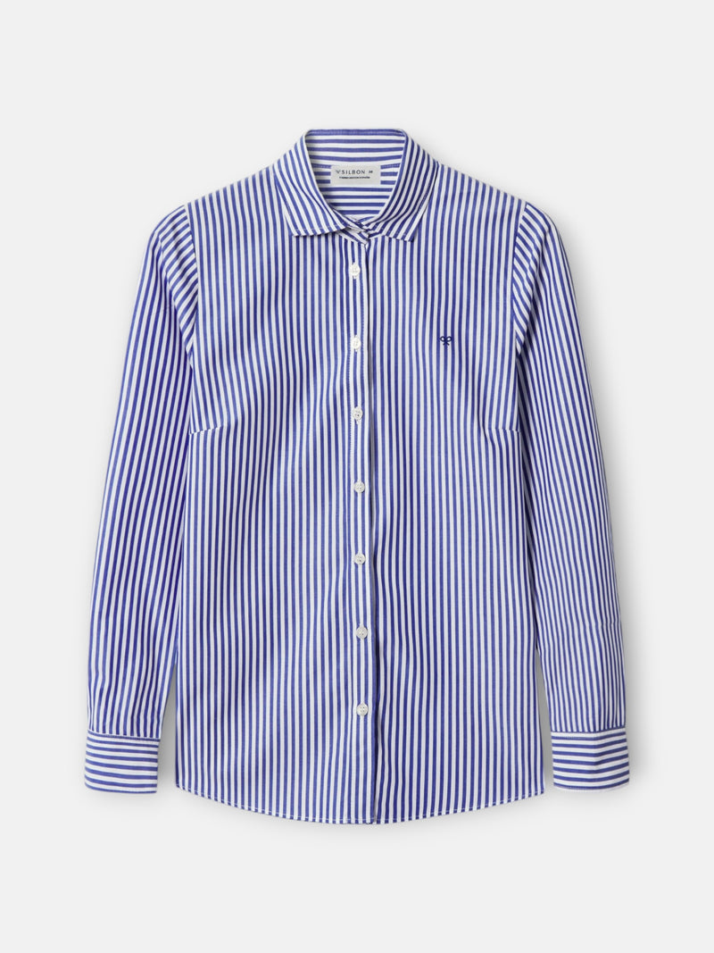 Camisa mulher riscas azul e branco