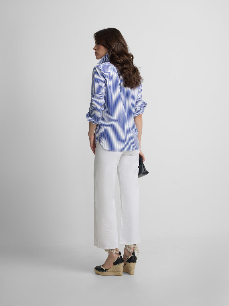 Camisa mulher riscas azul e branco