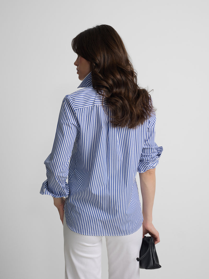 Camisa mulher riscas azul e branco