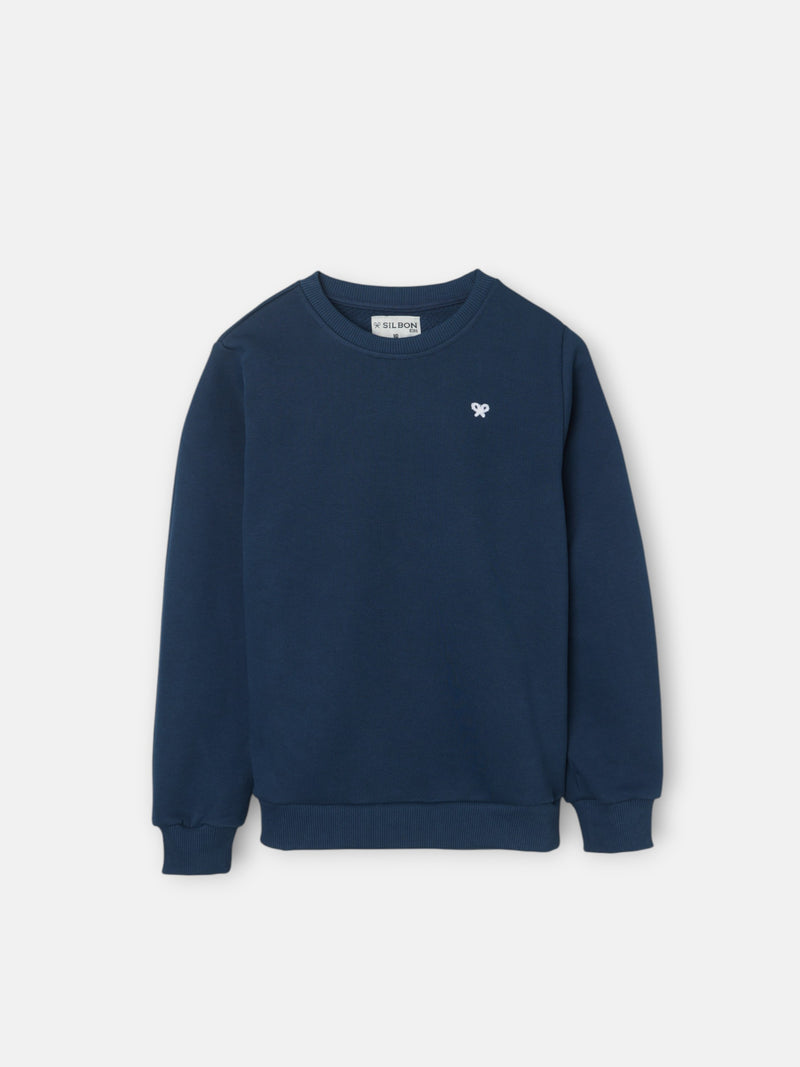 Kids navy blue mini-logo terry sweatshirt