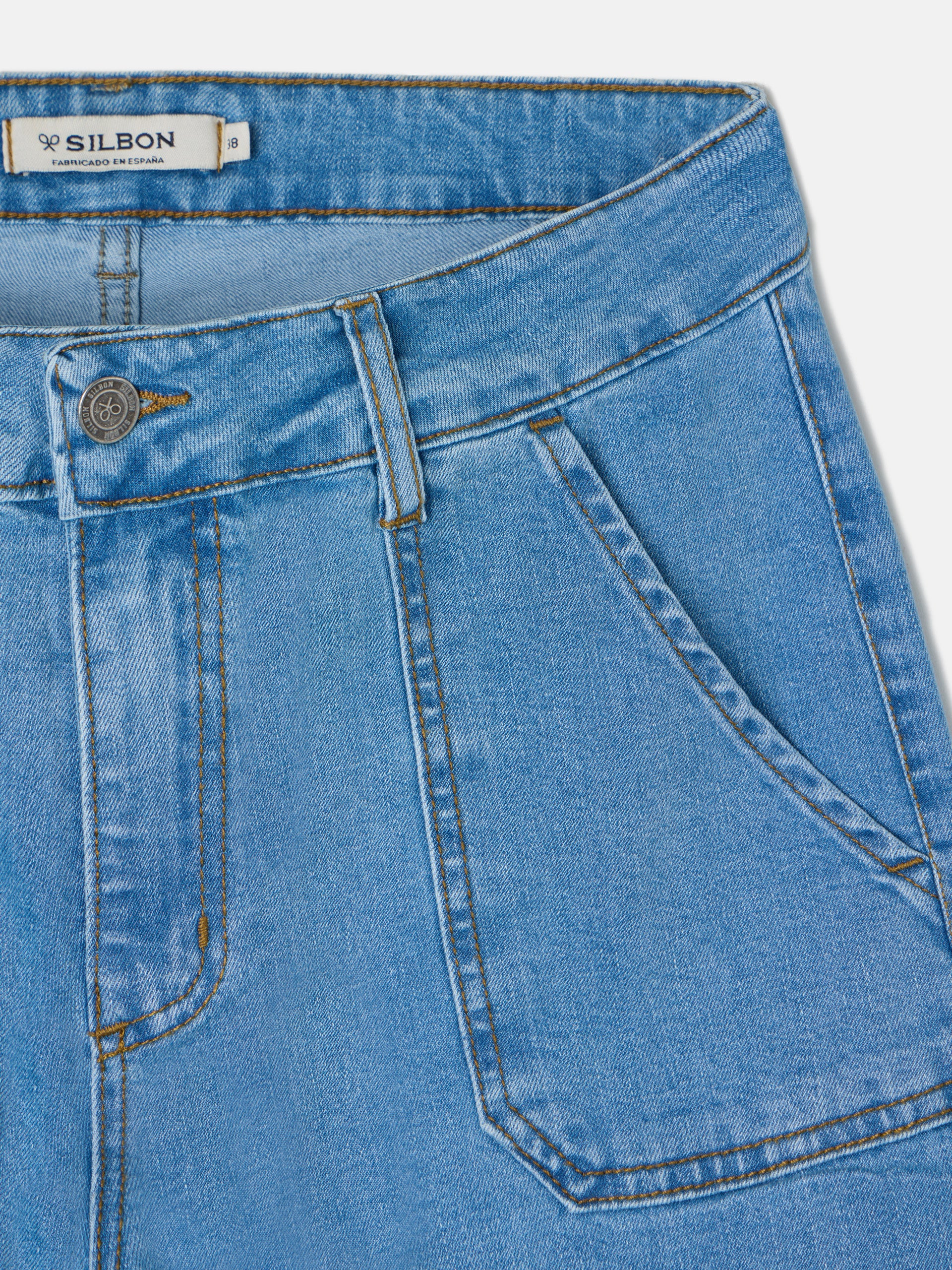 Denim culotte trousers with pockets