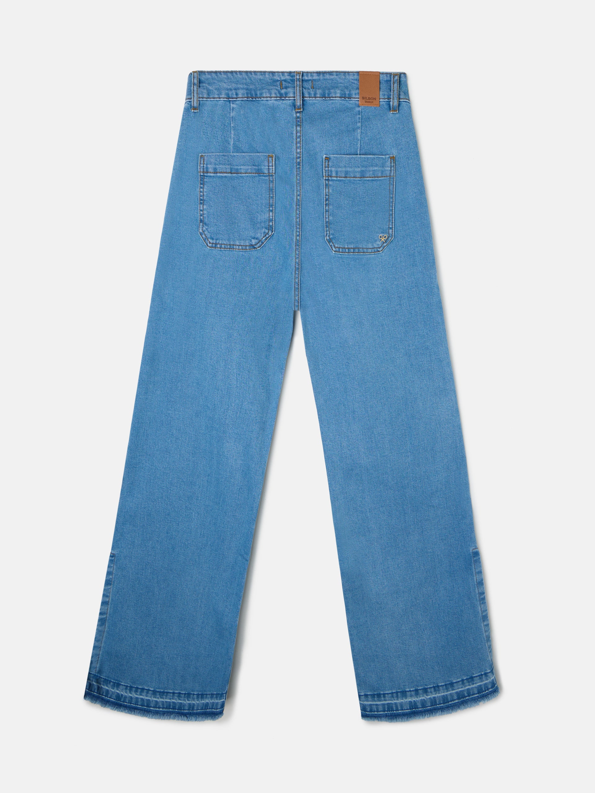 Denim culotte trousers with pockets