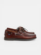 Chaussure bateau en cuir fin marron clair