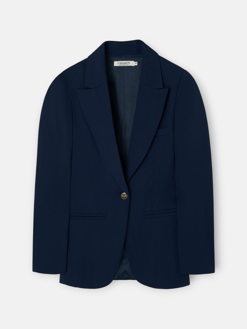 Veste blazer femme classique droite bleu marine
