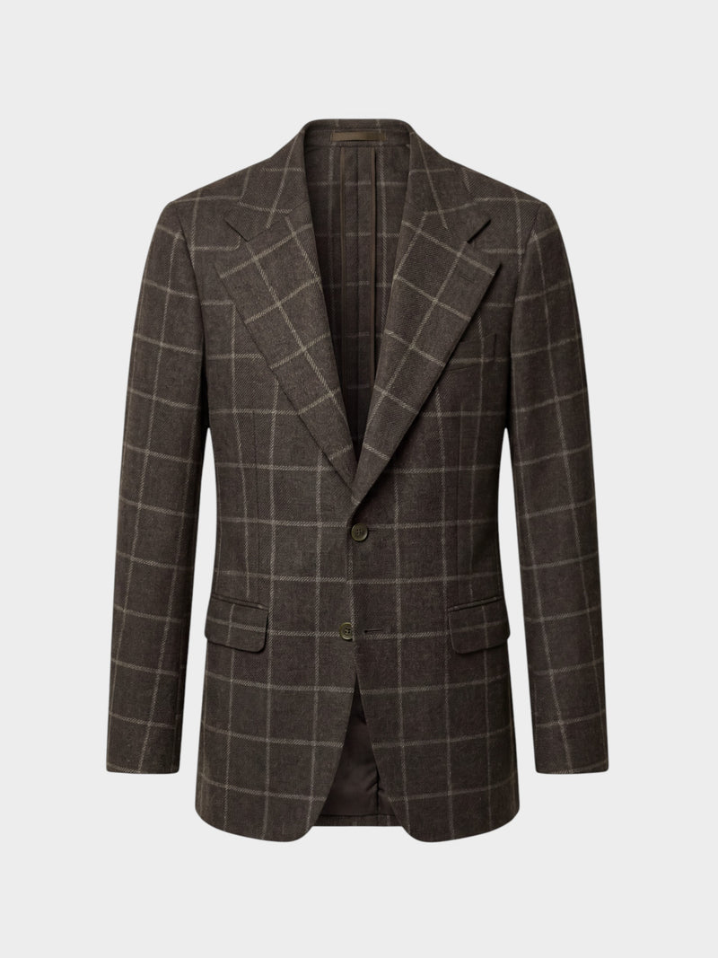 Traje MTM sartorial tres piezas cuadro ventana heritage marrón 100% lana inglesa