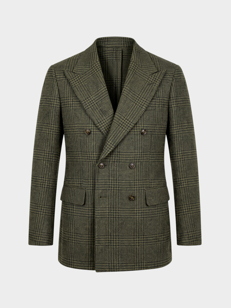 Traje MTM sartorial cruzado regent heritage príncipe de gales verde 100% lana inglesa