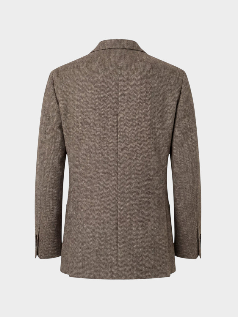 Traje MTM tres piezas british heritage espiga beige 100% lana