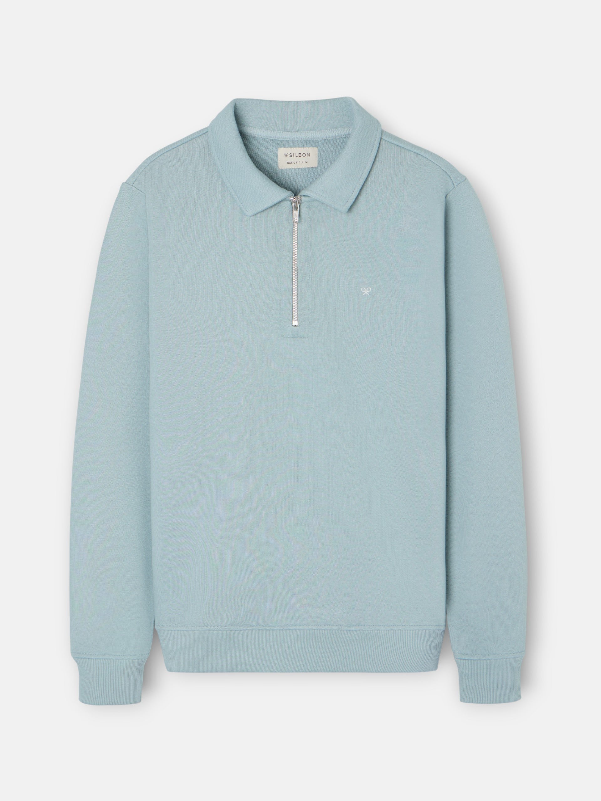 Half-zip sweatshirt with mini logo in aquamarine
