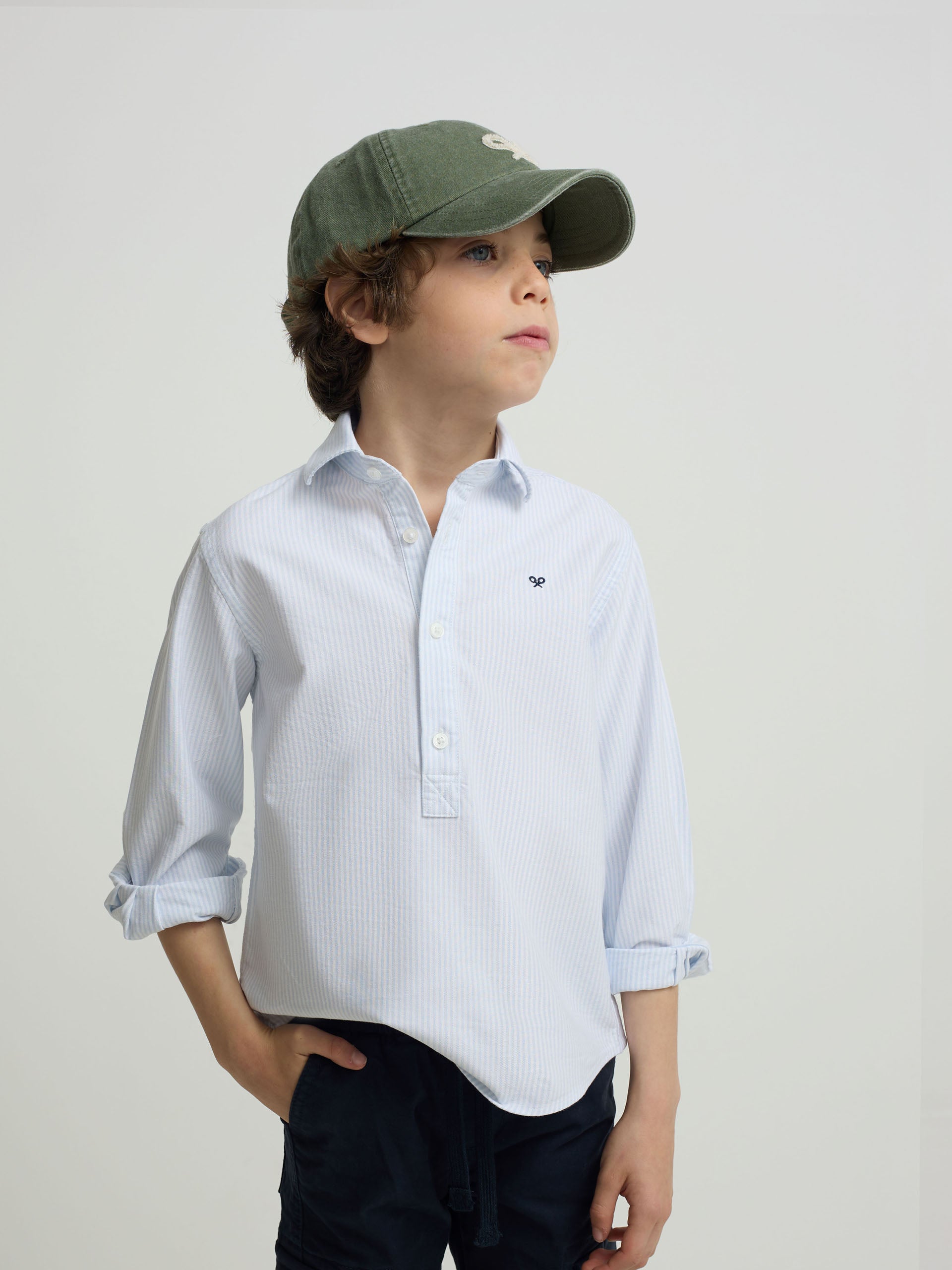 Polera sport kids rayas vertical azul