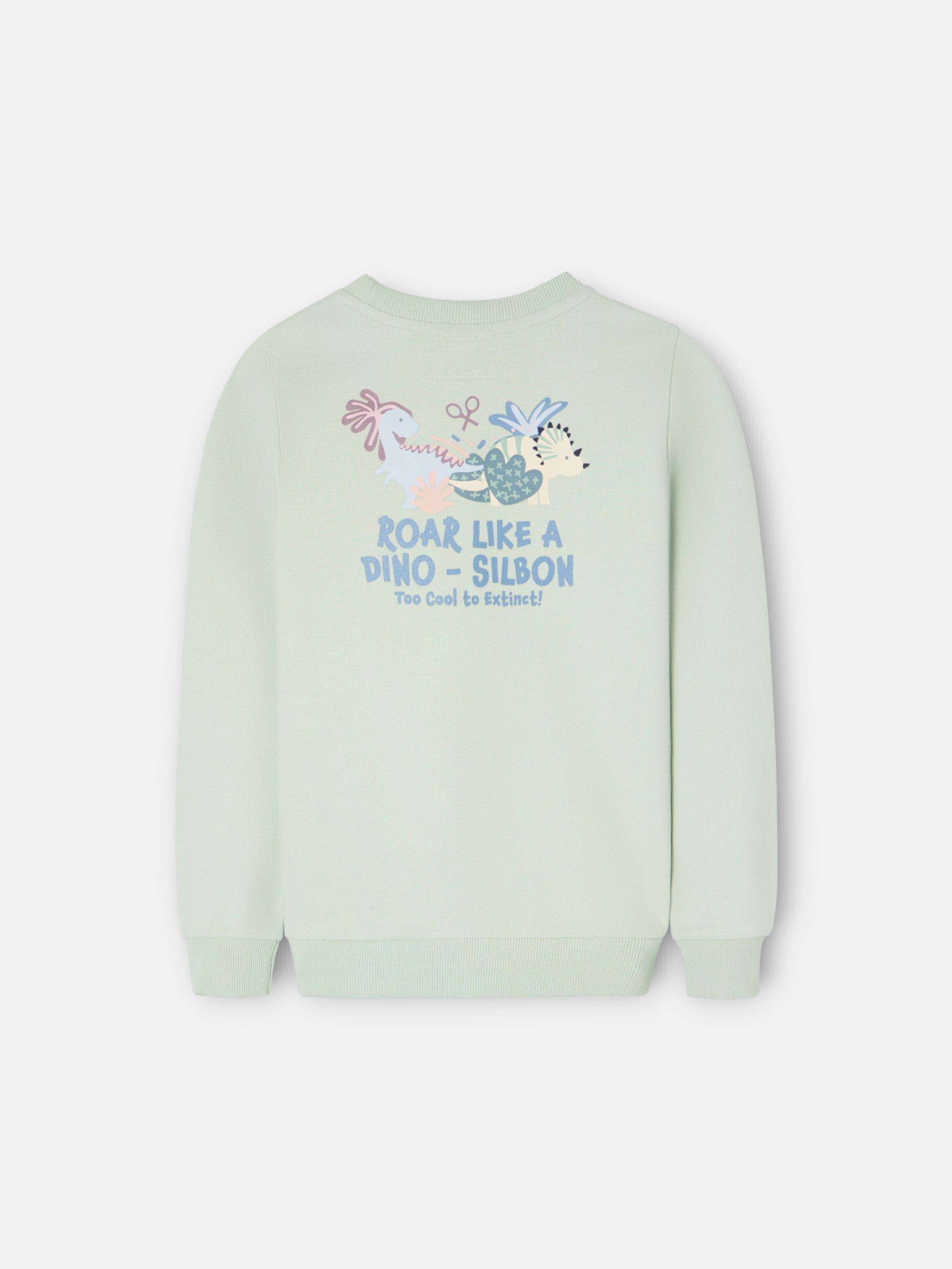 Kids sweatshirt roar like a dino green