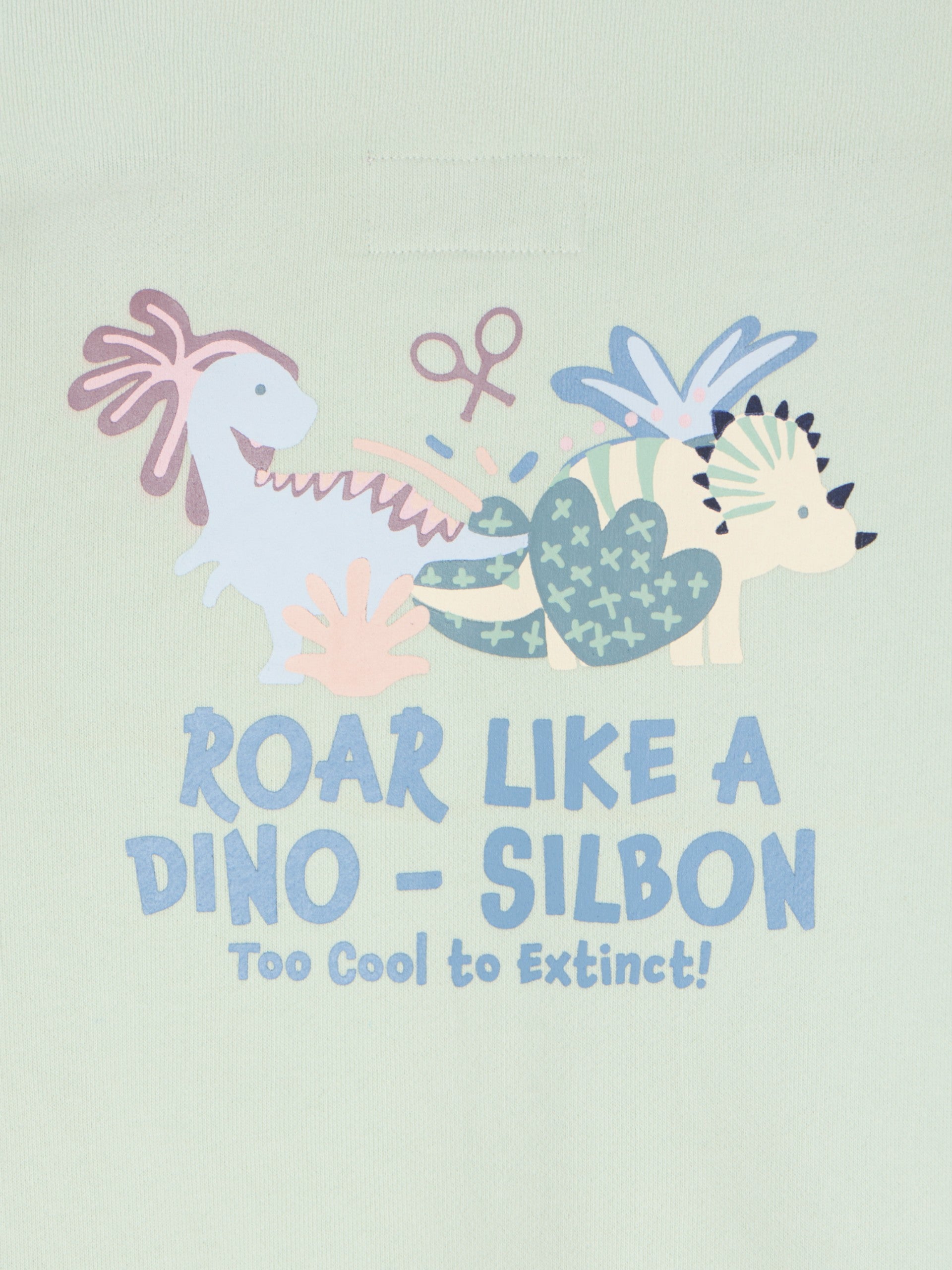 Kids sweatshirt roar like a dino green